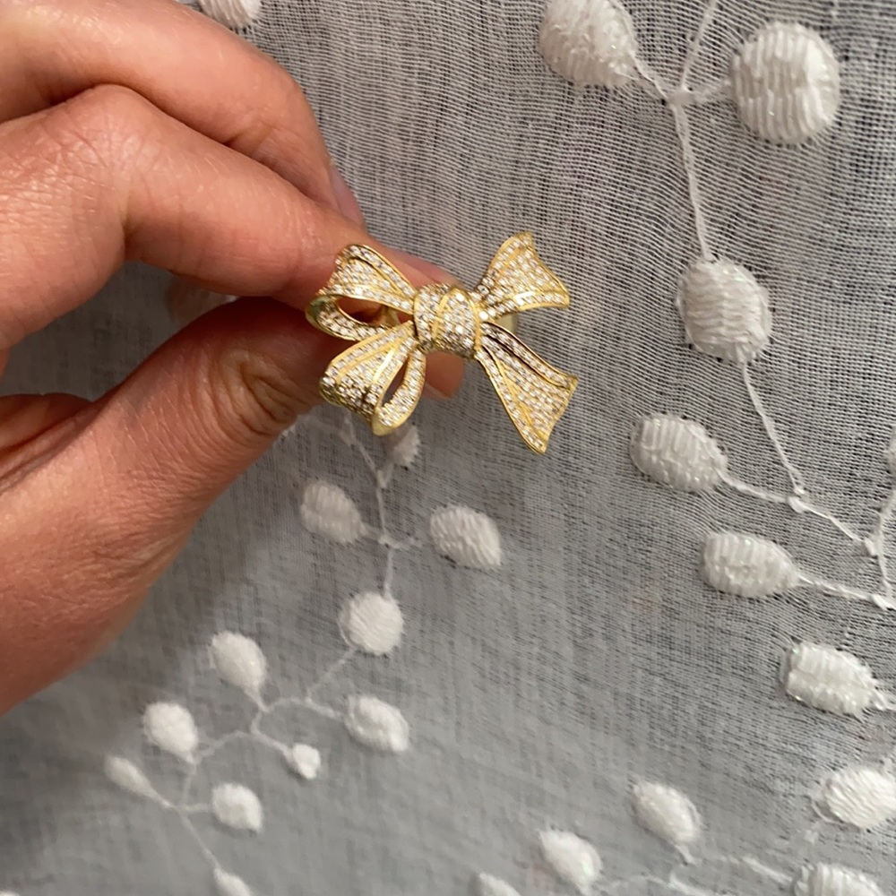 Gold plated big bow statement ring size 6 - Picture 6 of 6